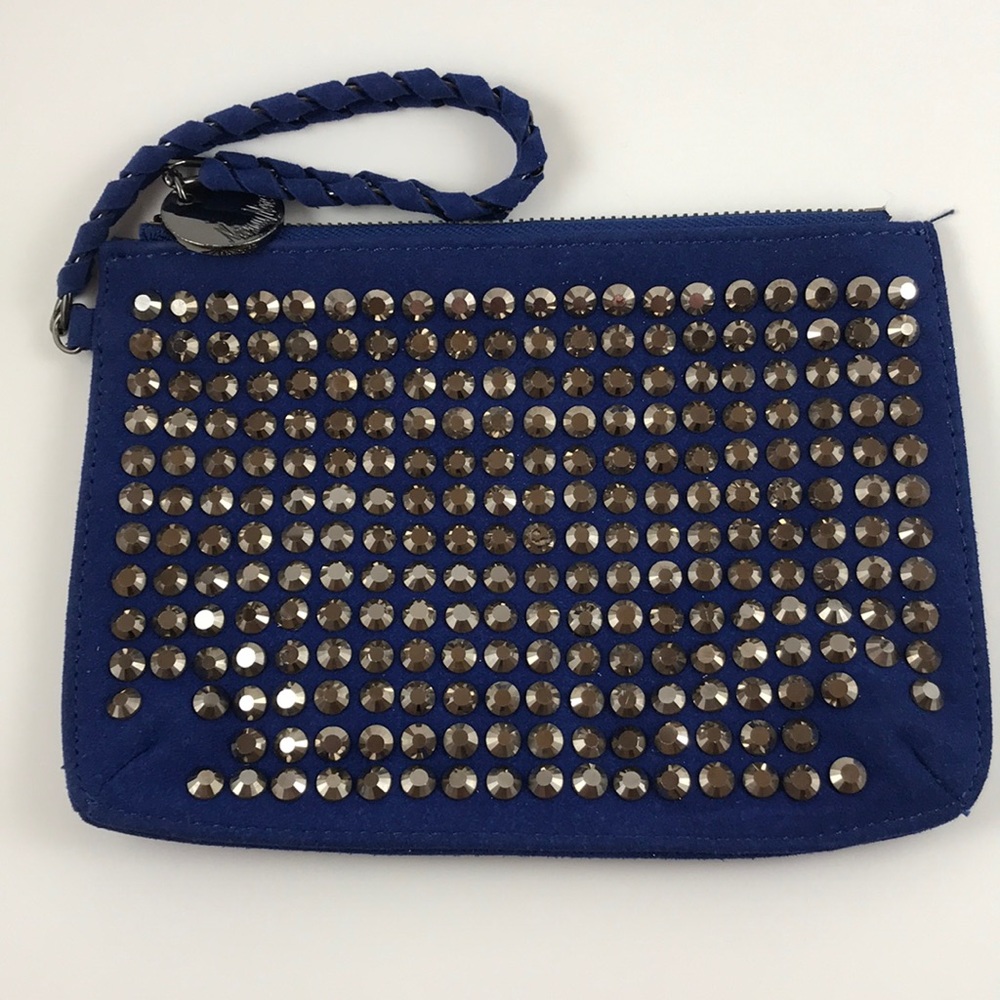 NEIMAN MARCUS studded suede wristlet